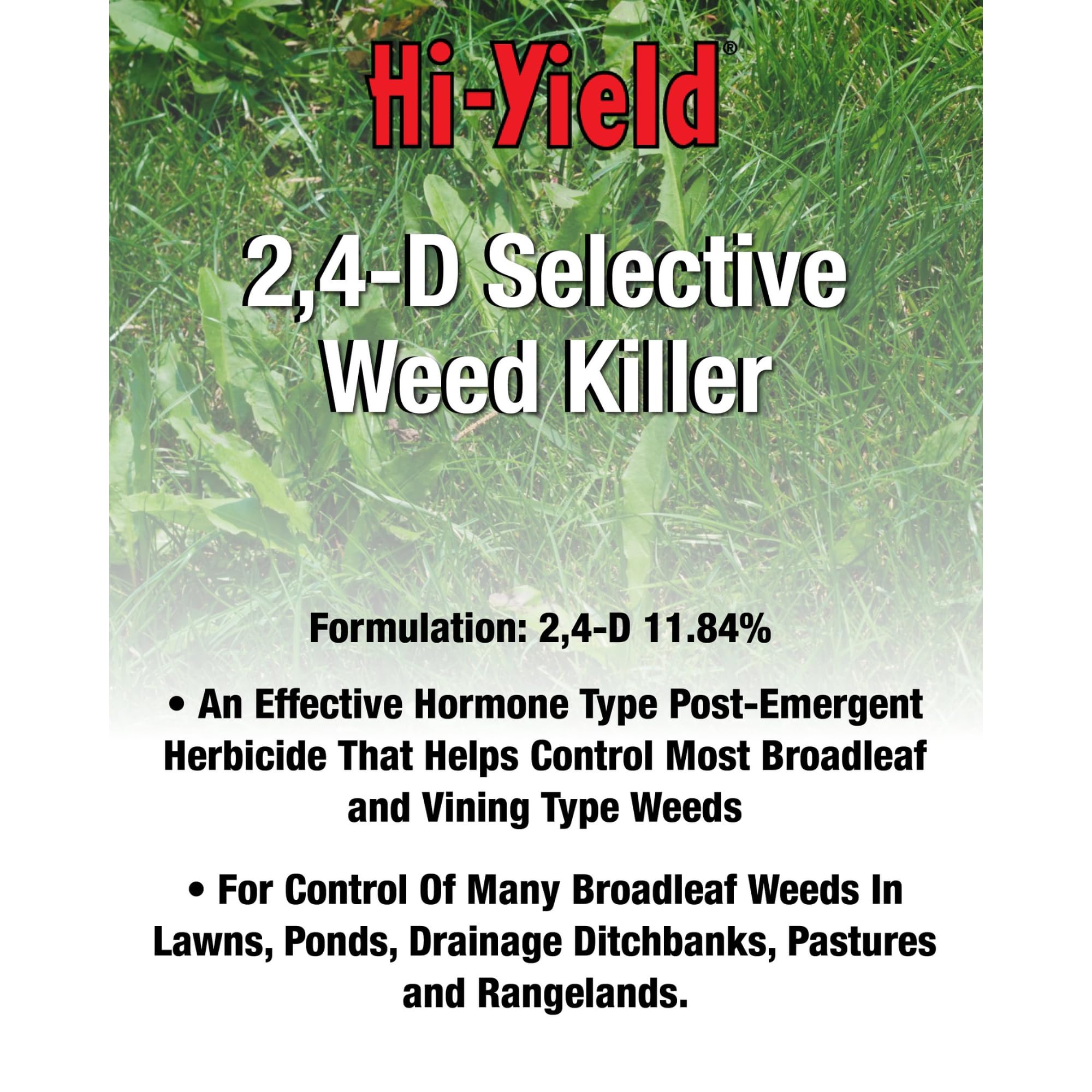 Hi-Yield 21416 label closeup showing usage guidelines and active ingredients.