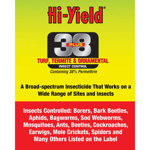 Hi-Yield 31332 38 Plus barrier band treatment around garden beds for perimeter protection.