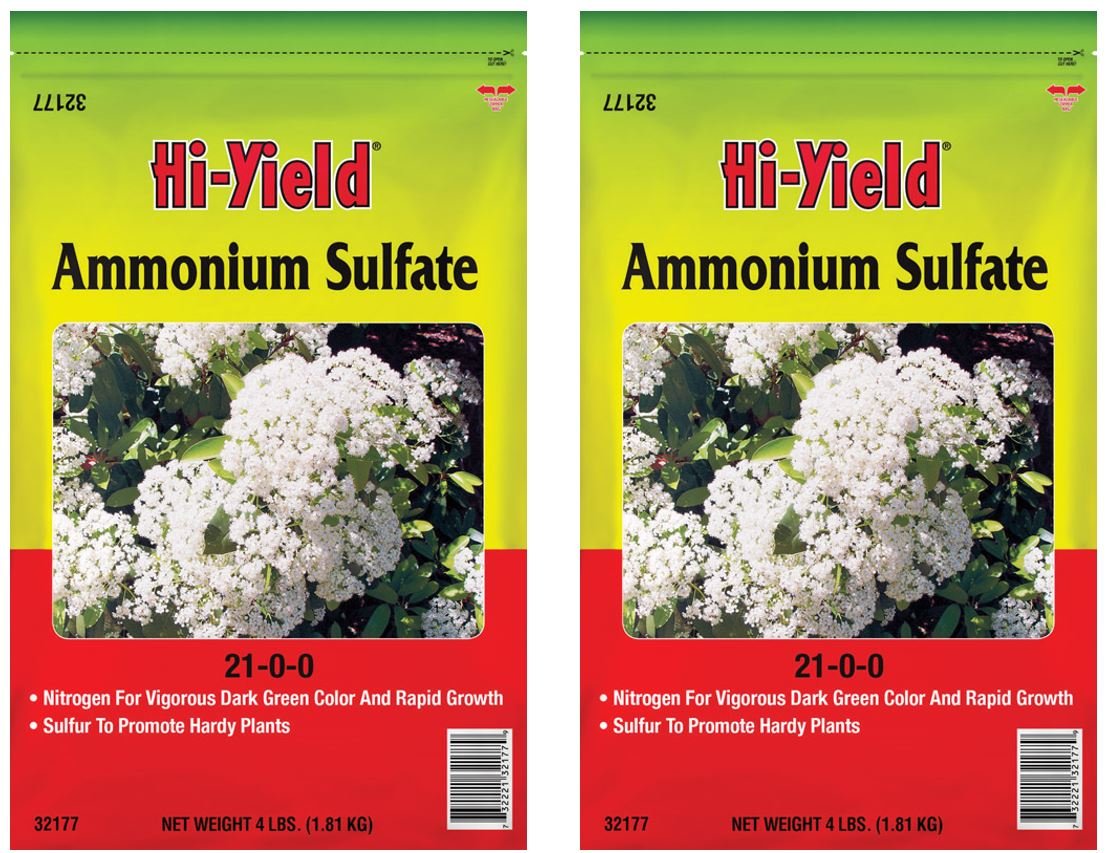 Hi-Yield Ammonium Sulfate 4 lb bottle delivering fast-acting nitrogen for greener plants.