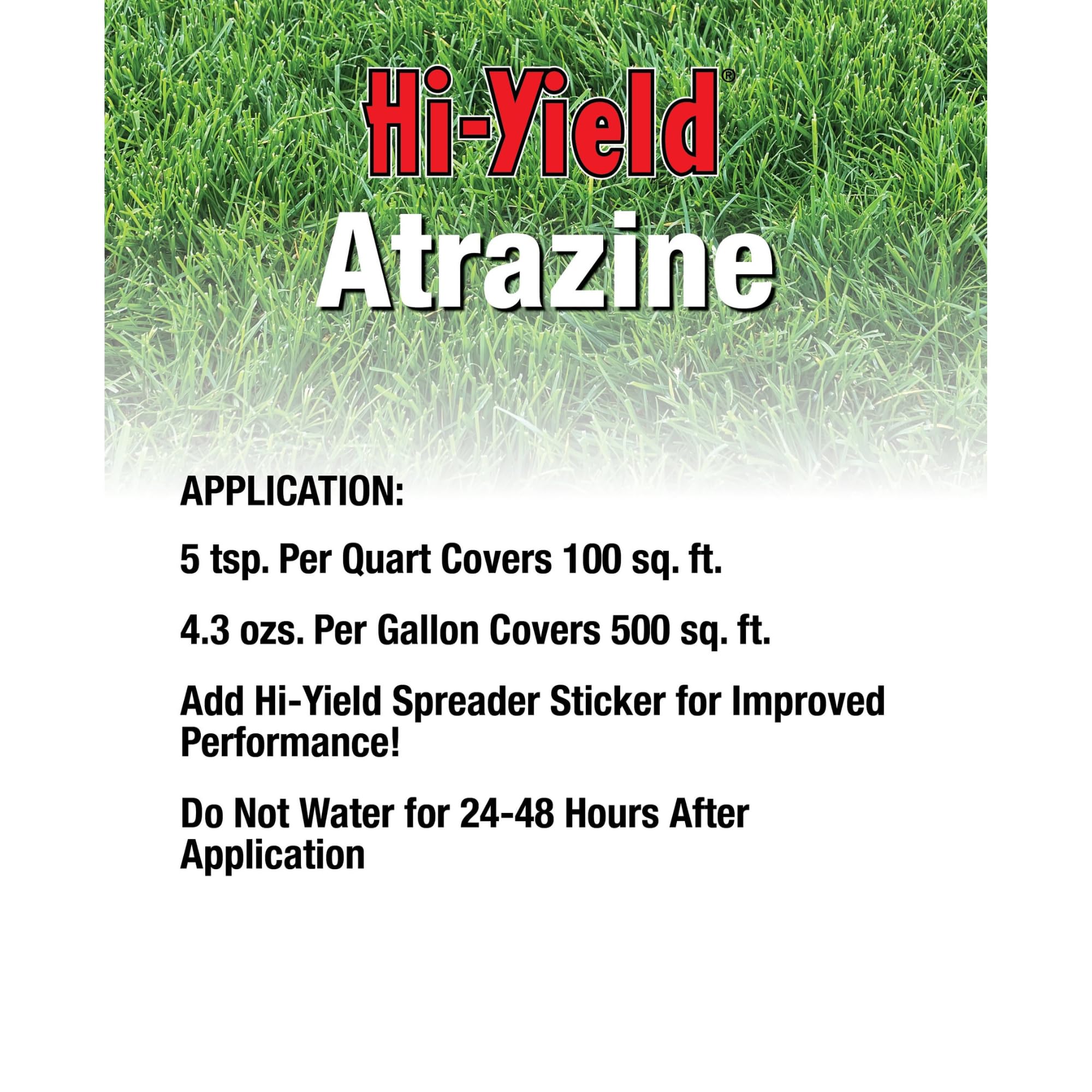 Hi-Yield Atrazine weed killer label instructions guide safe, effective use.