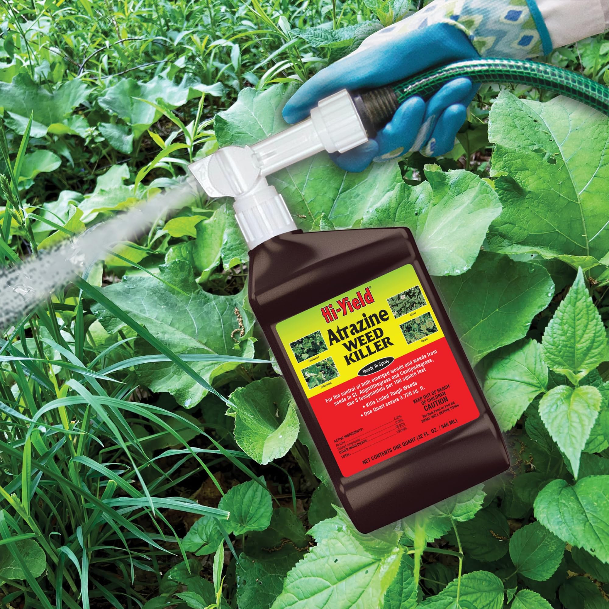 Hi-Yield Atrazine RTS label close-up for accurate application.
