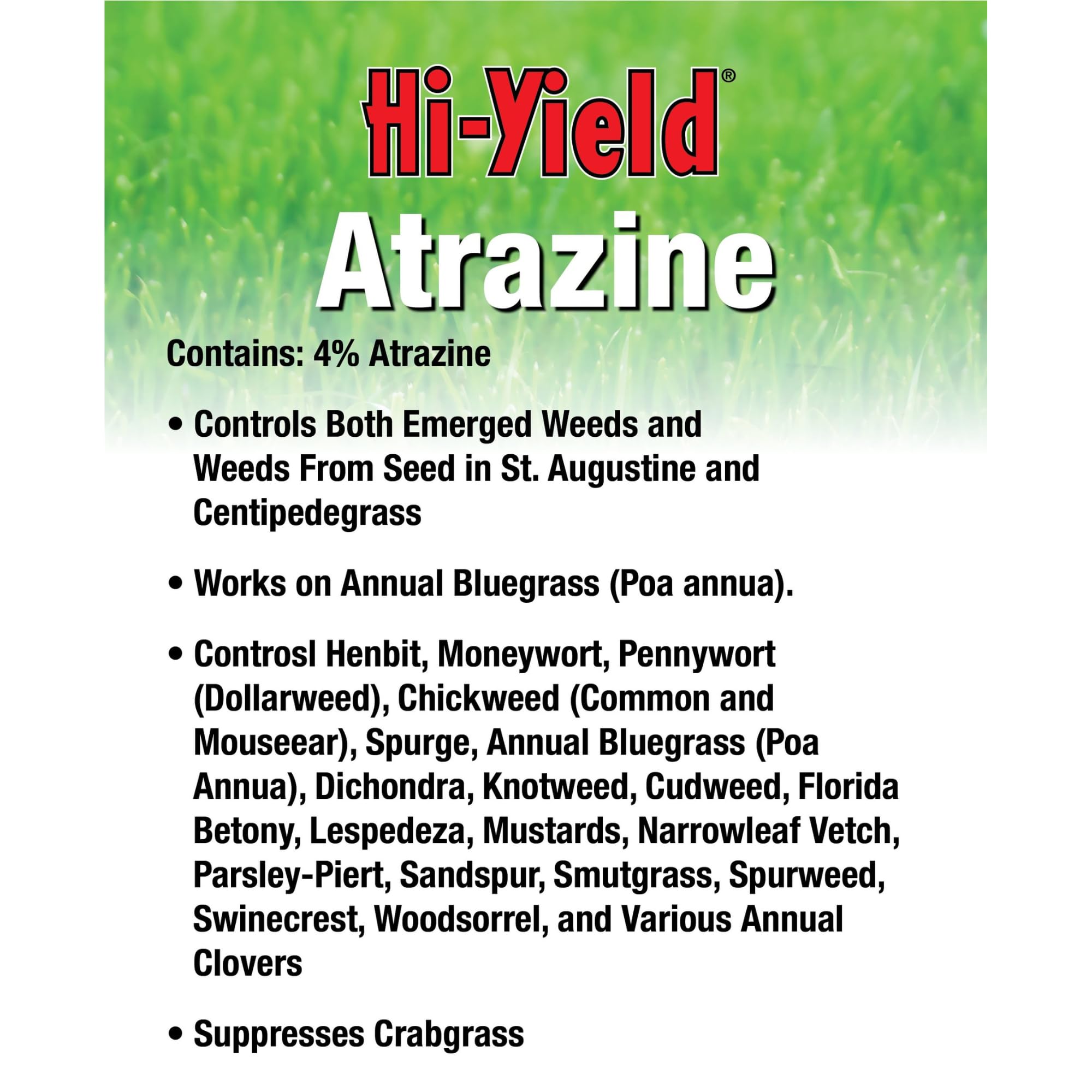 Hi-Yield Atrazine RTS covers up to 3,720 sq ft of lawn.