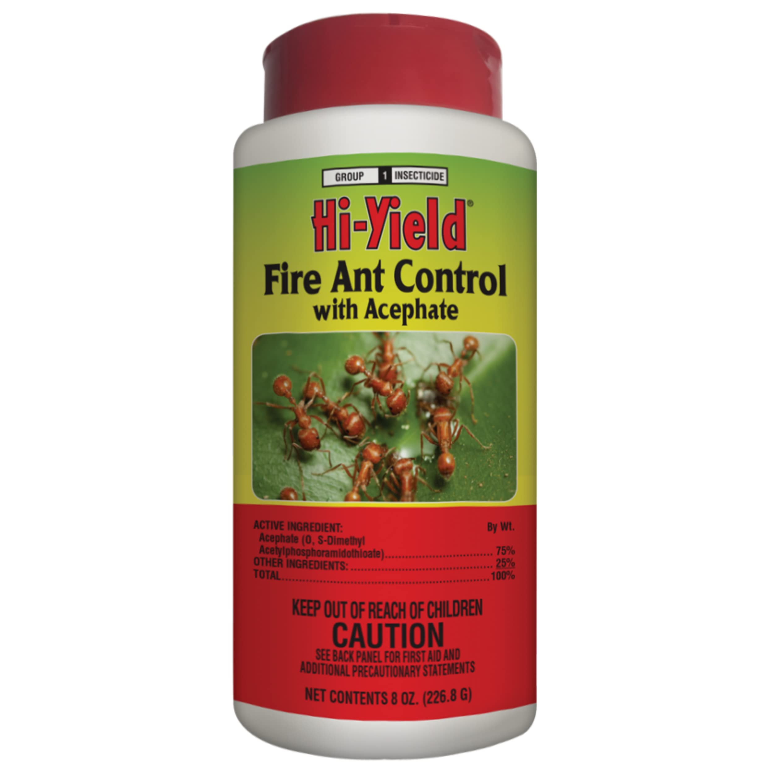 Hi-Yield Fire Ant Control Acephate mound granules for targeted mound treatment.