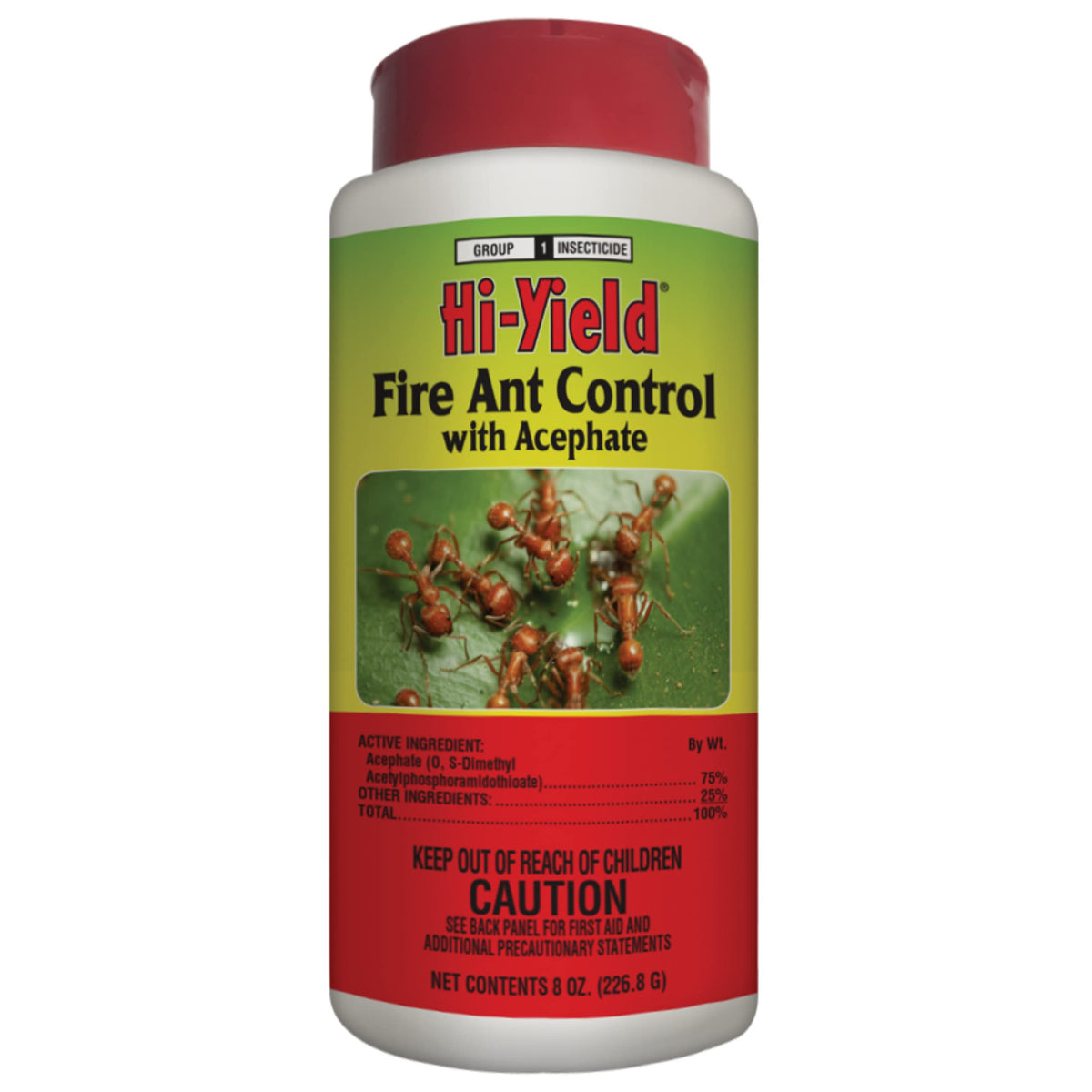Hi-Yield Fire Ant Control Acephate mound granules for targeted mound treatment.