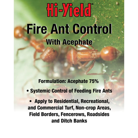 Hi-Yield Fire Ant Control Acephate turf coverage protects yards and non-crop areas.