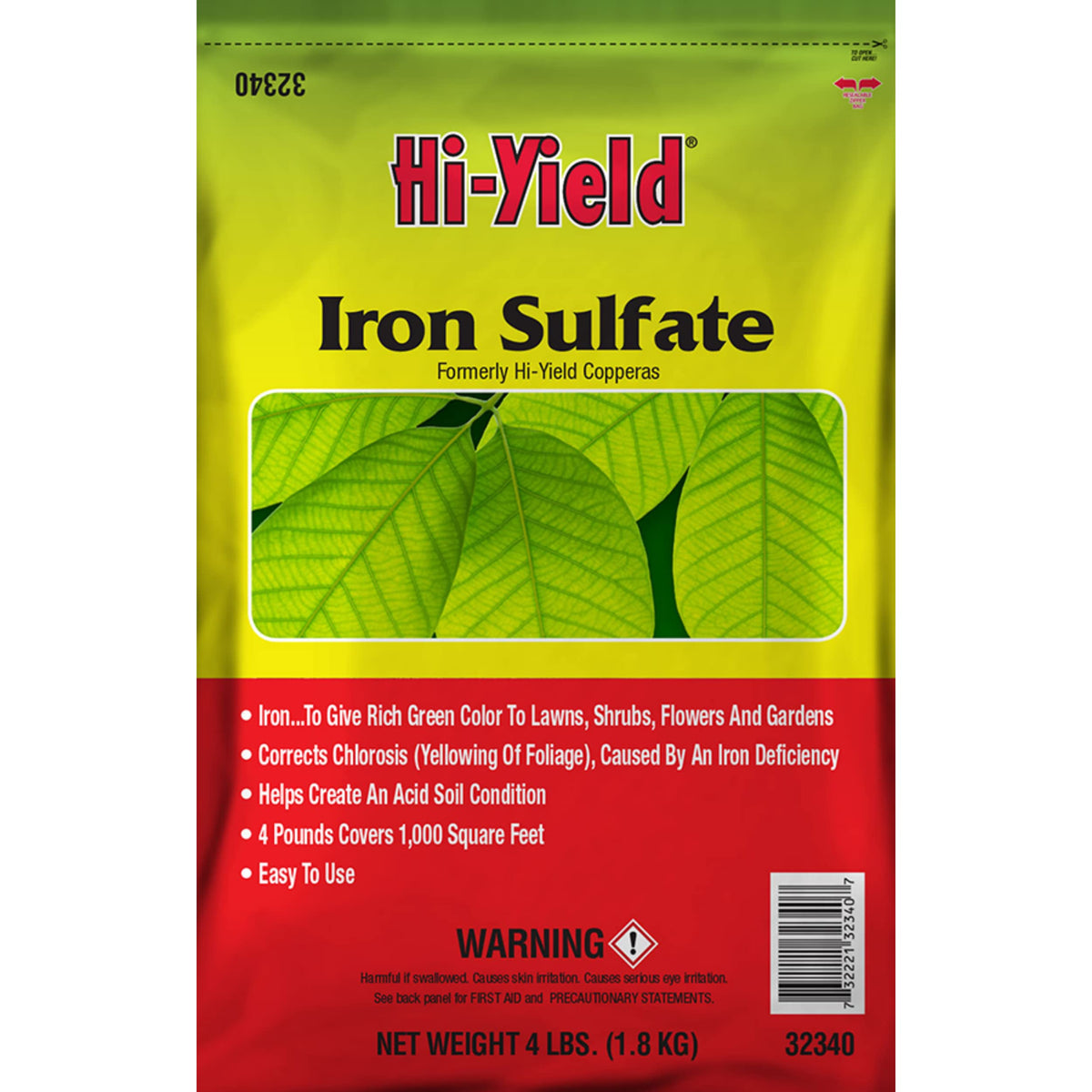 Hi-Yield Iron Sulfate granules improve soil color and plant vigor.