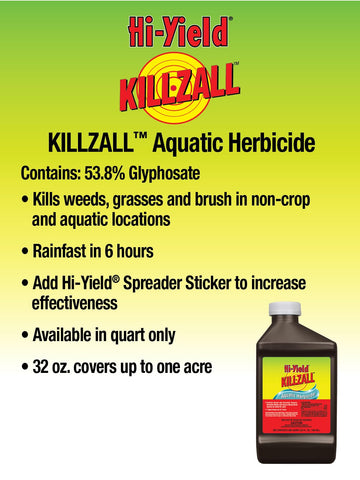 Hi-Yield Killzall application image showing weed control on aquatic sites.