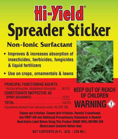 Hi-Yield Spreader Sticker 8oz pour demonstrates controlled application