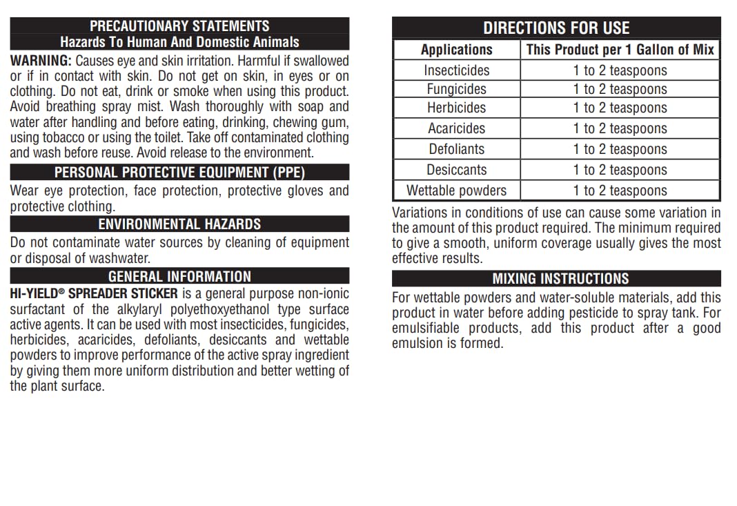 Hi-Yield Spreader Sticker product shot highlights field-ready formulation