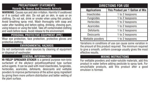 Hi-Yield Spreader Sticker product shot highlights field-ready formulation