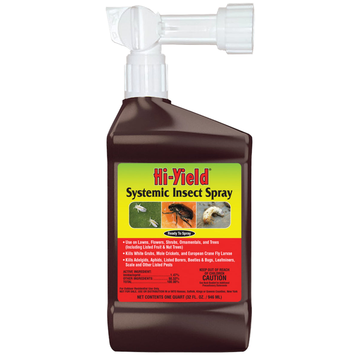 Hi-Yield Systemic Insect Spray RTS 32 oz bottle for safeguarding lawns and ornamental plants