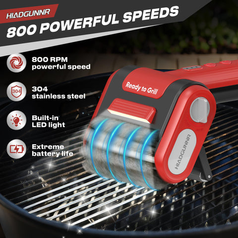 HIADGUNNR 304 stainless bristles resist heat and corrosion during grilling cleanup