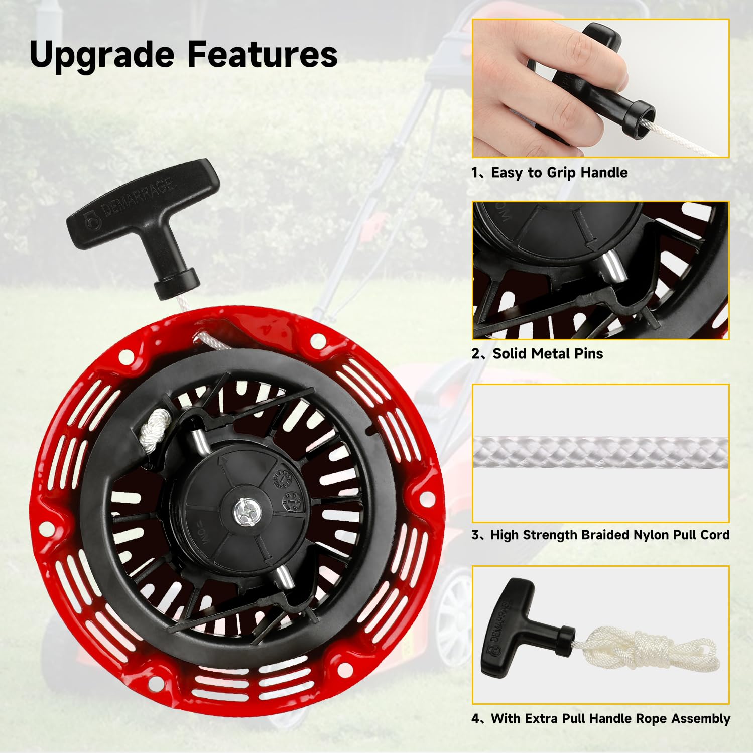 HIAORS GX160 recoil assembly provides reliable starting action.