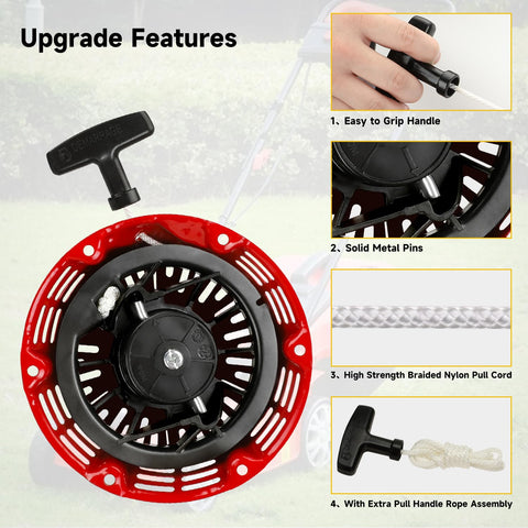 HIAORS GX160 recoil assembly provides reliable starting action.