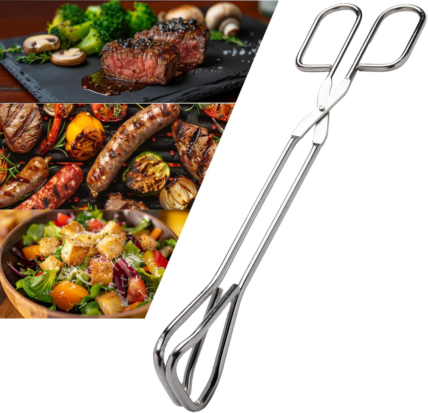 Hiash 11-inch tongs feature hanging hole for easy storage.