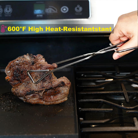 Hiash 11-inch tongs turning foods on the grill with ease.