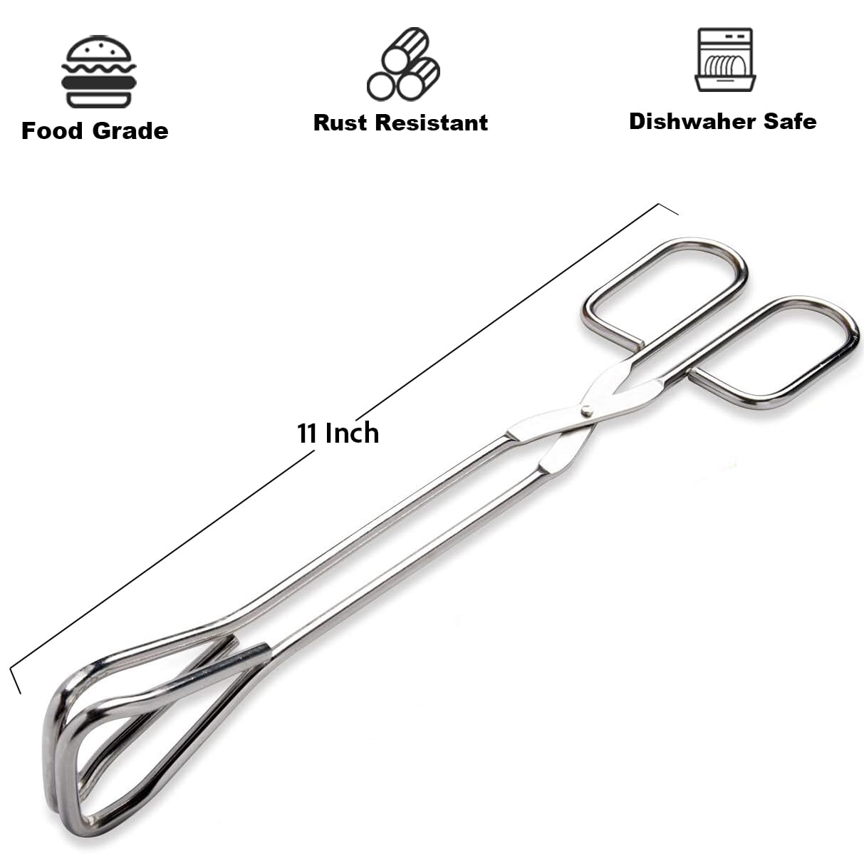 Hiash 11-inch tongs showcase heat resistance for high-heat cooking.