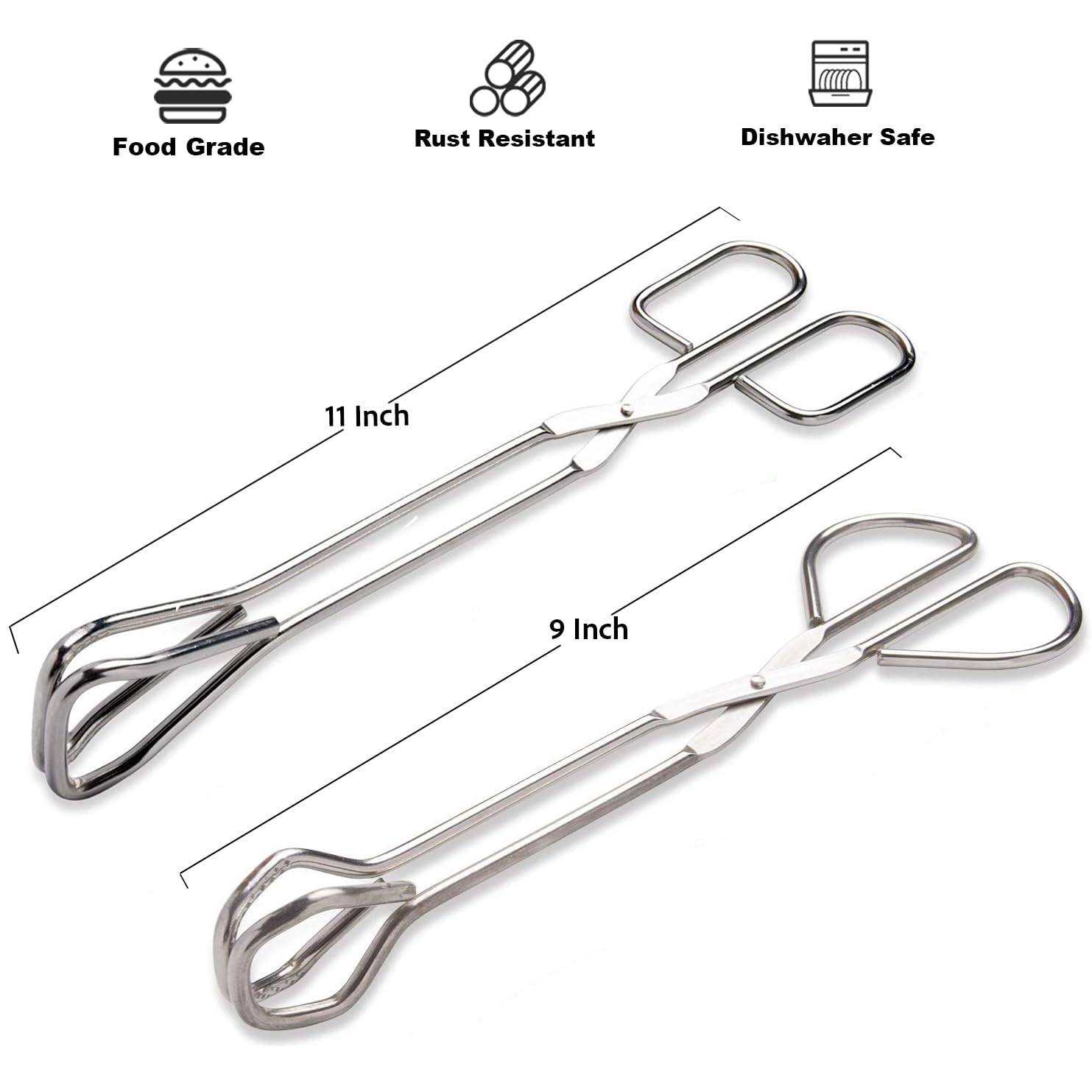 Hiash 11-inch tongs with scissor design for secure grilling grip.