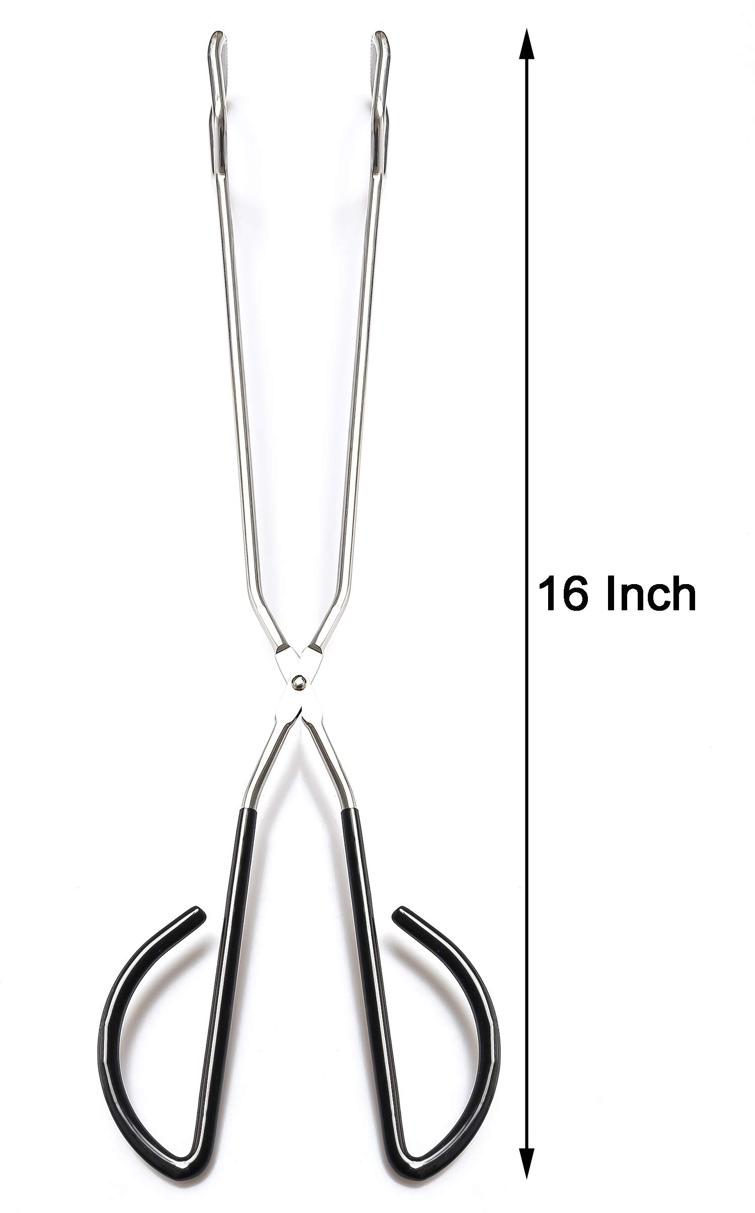 Hiash 16in kitchen scissor tongs red grip close-up emphasizing non-slip comfort.