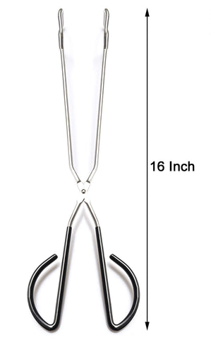 Hiash 16in kitchen scissor tongs red grip close-up emphasizing non-slip comfort.