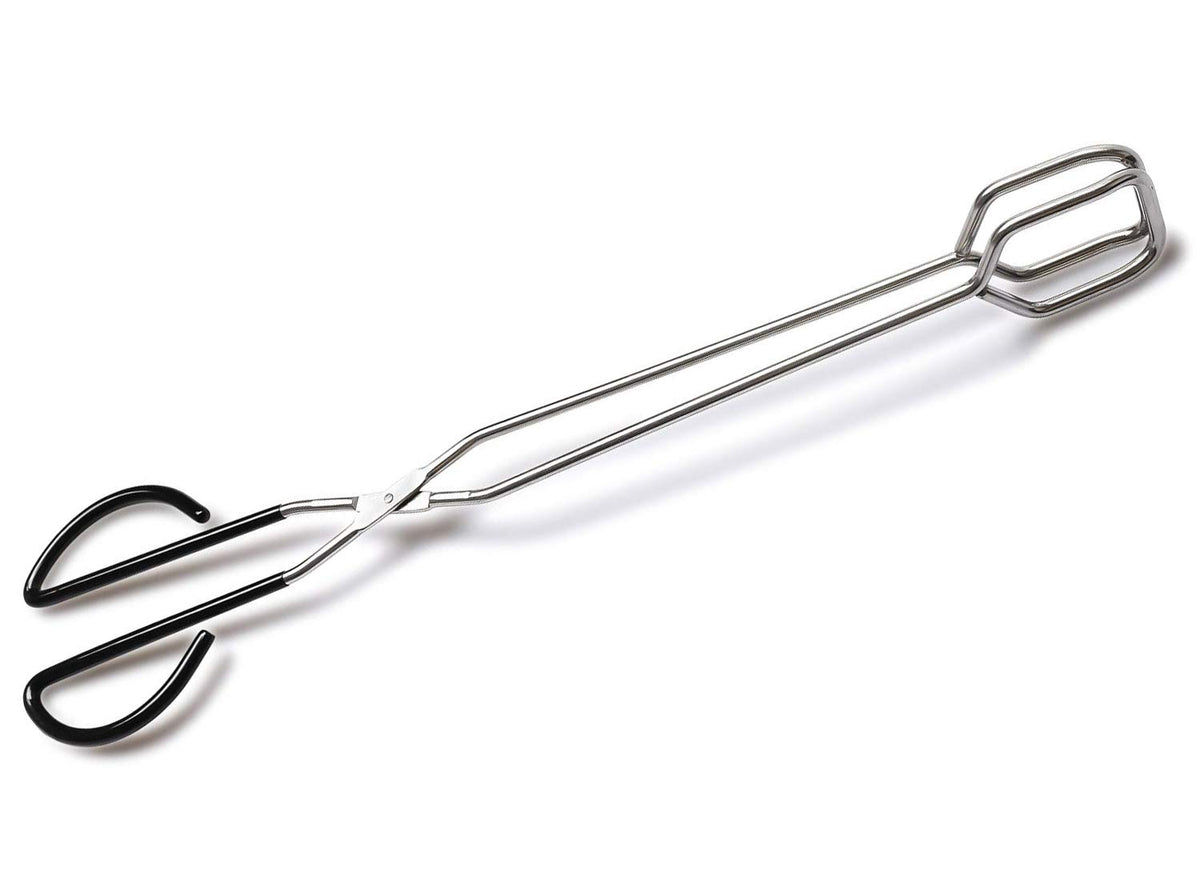 Hiash 16in kitchen scissor tongs side view highlighting long reach for safer grilling.