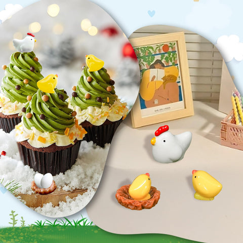 Hiawbon chick-ornament with hen and chicks for charming tabletop scene.