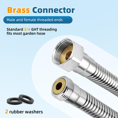 Hibbent stainless-steel hose extension 13in supports rugged weather and flexible reach.
