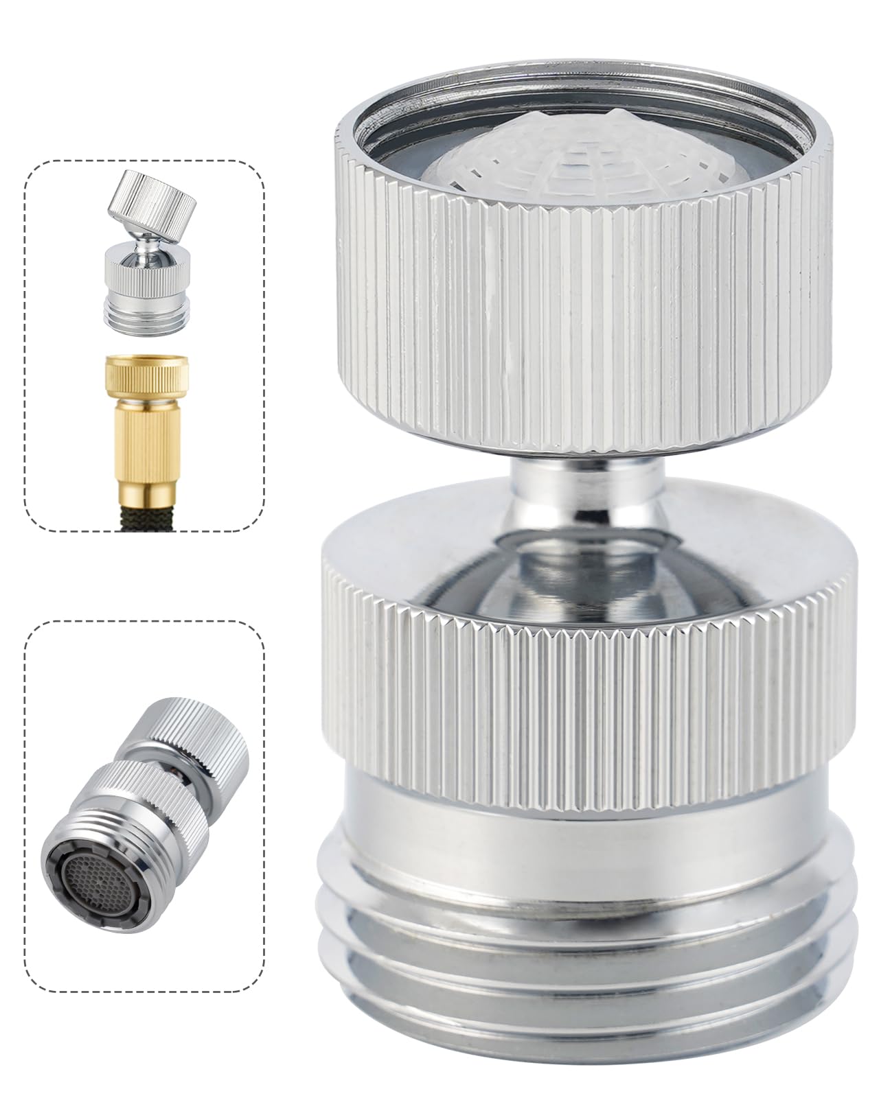 Hibbent swivel faucet adapter kit with rotating aerator for versatile water reach.