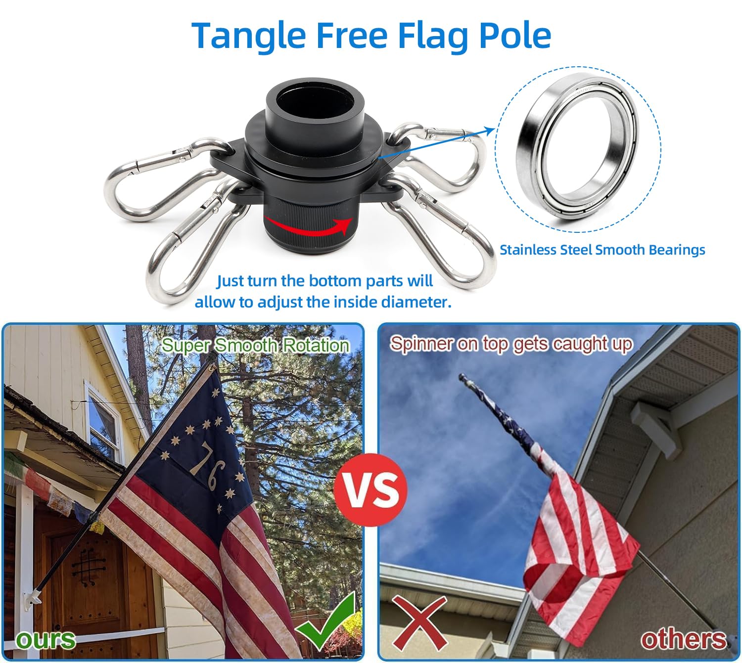 HIBLE 6-section pole adjustable from 1.3ft to 8ft for versatile setups.