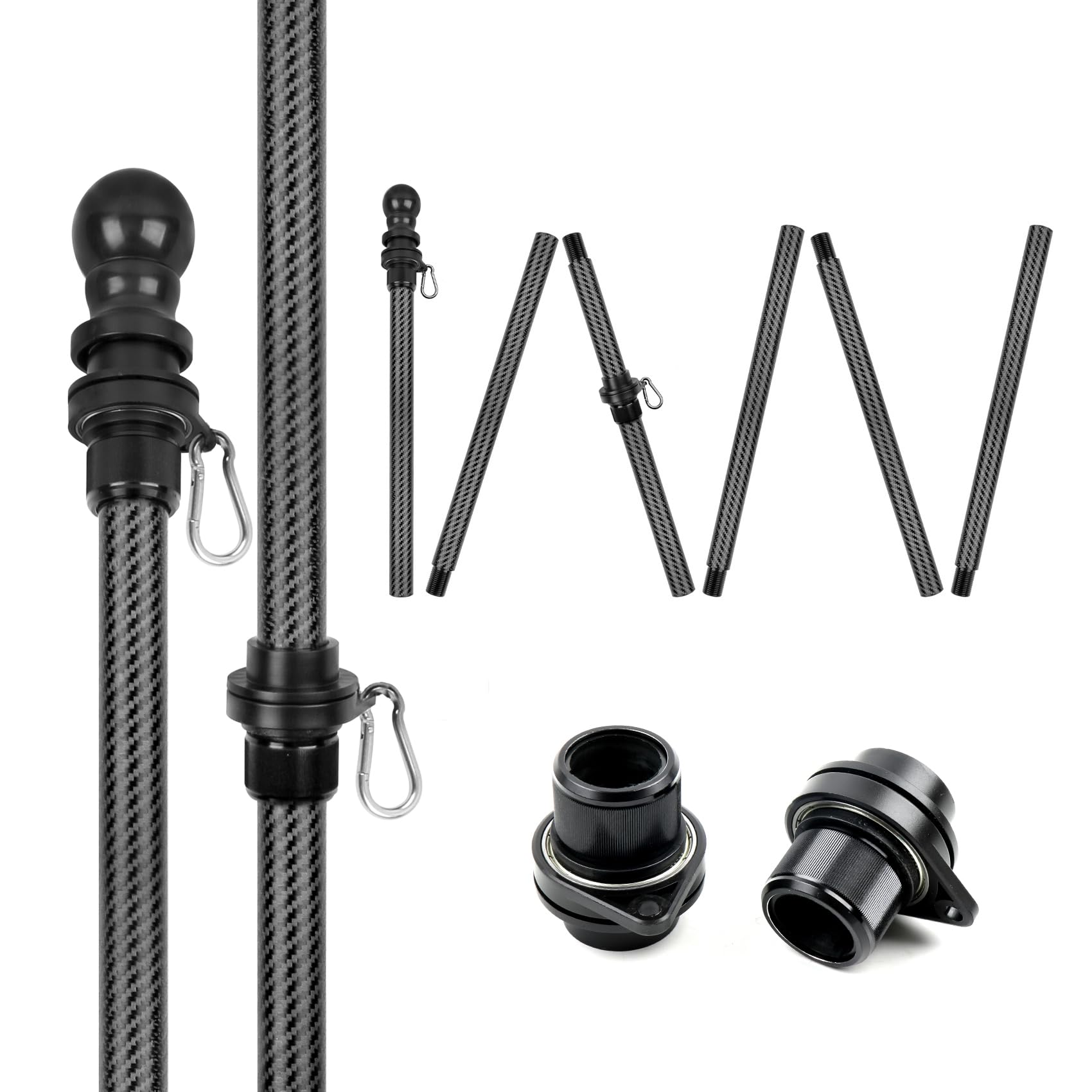 HIBLE 8ft carbon fiber flag pole for home use, lightweight and strong.