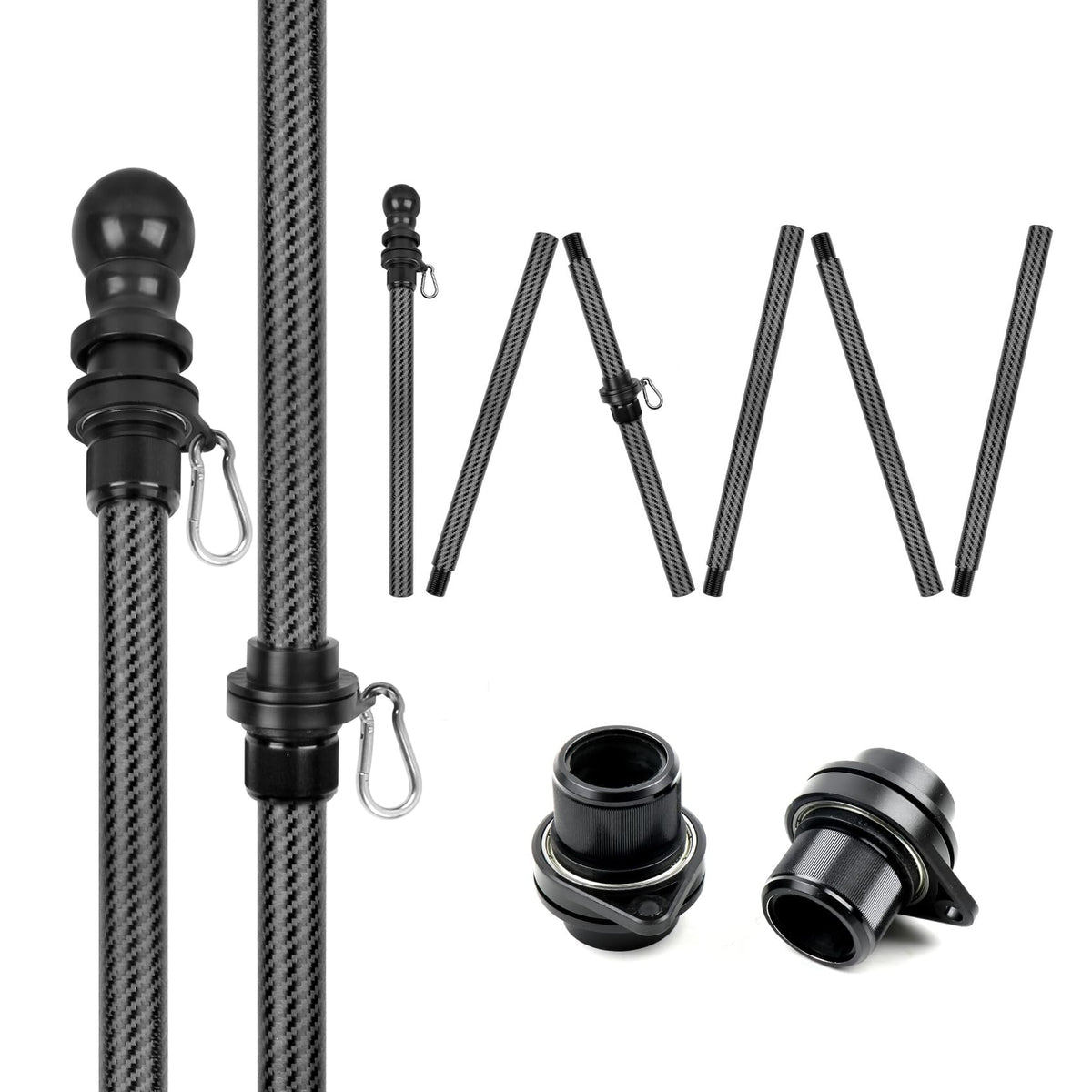 HIBLE 8ft carbon fiber flag pole for home use, lightweight and strong.