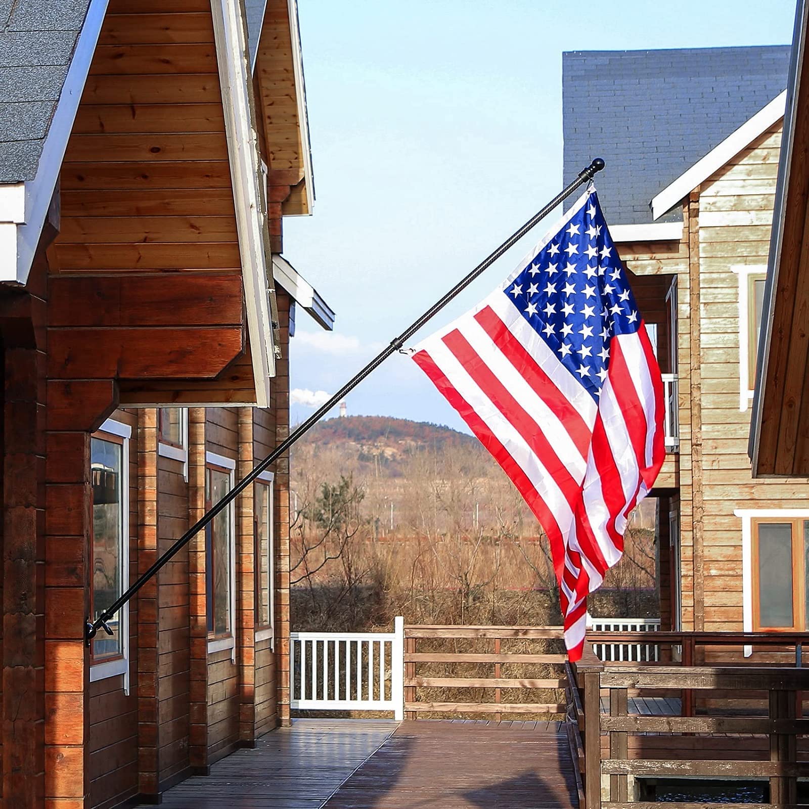HIBLE house-use flag pole without bracket simplifies porch installation.