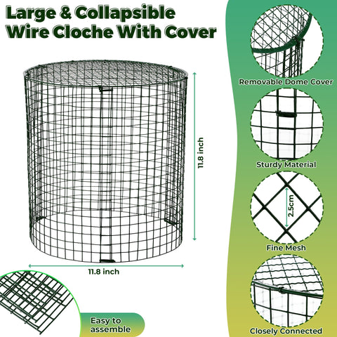 Hiboom dark green cage blends with garden beds while guarding veggies