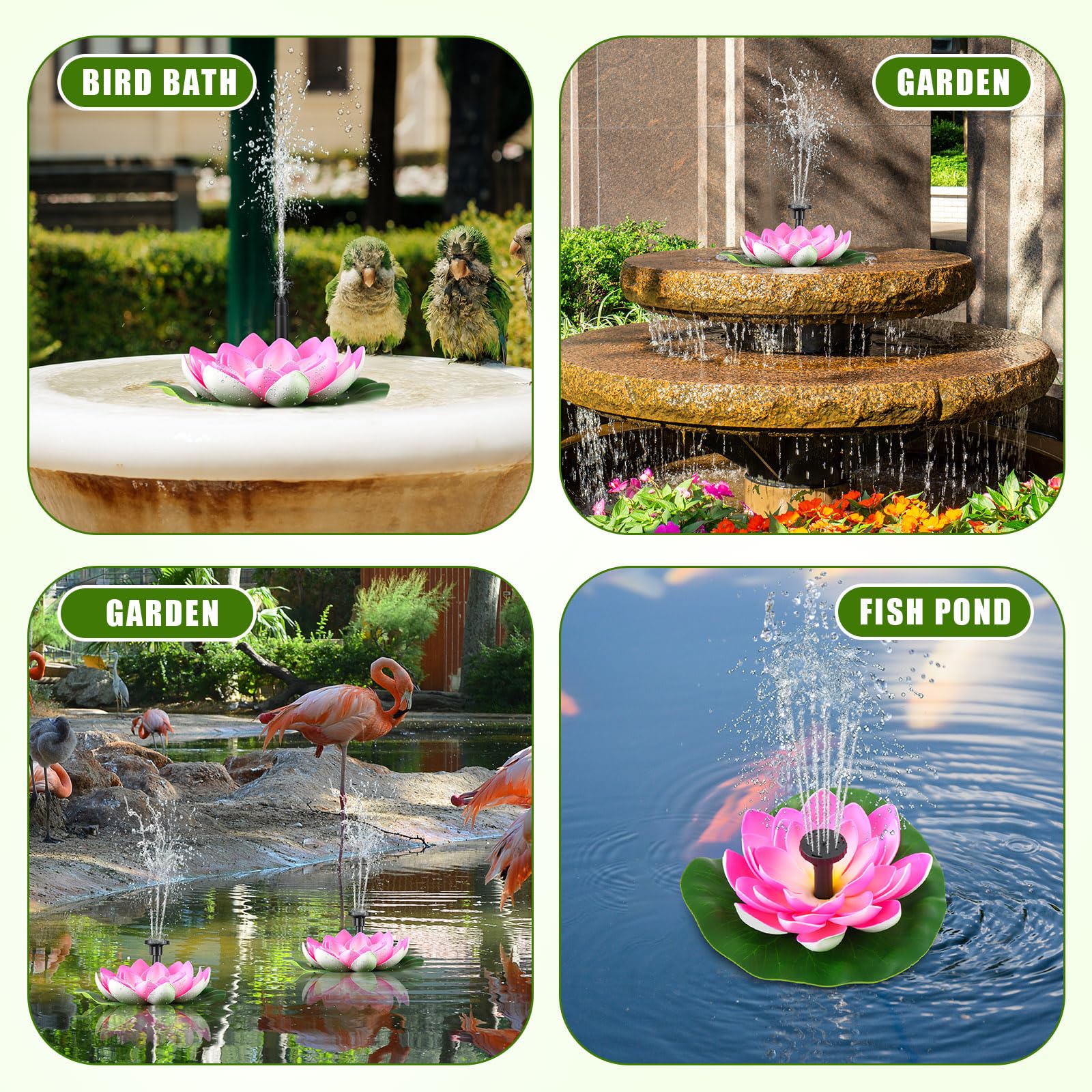 Hiboom decorative lotus fountain for garden ambience and wildlife attraction.