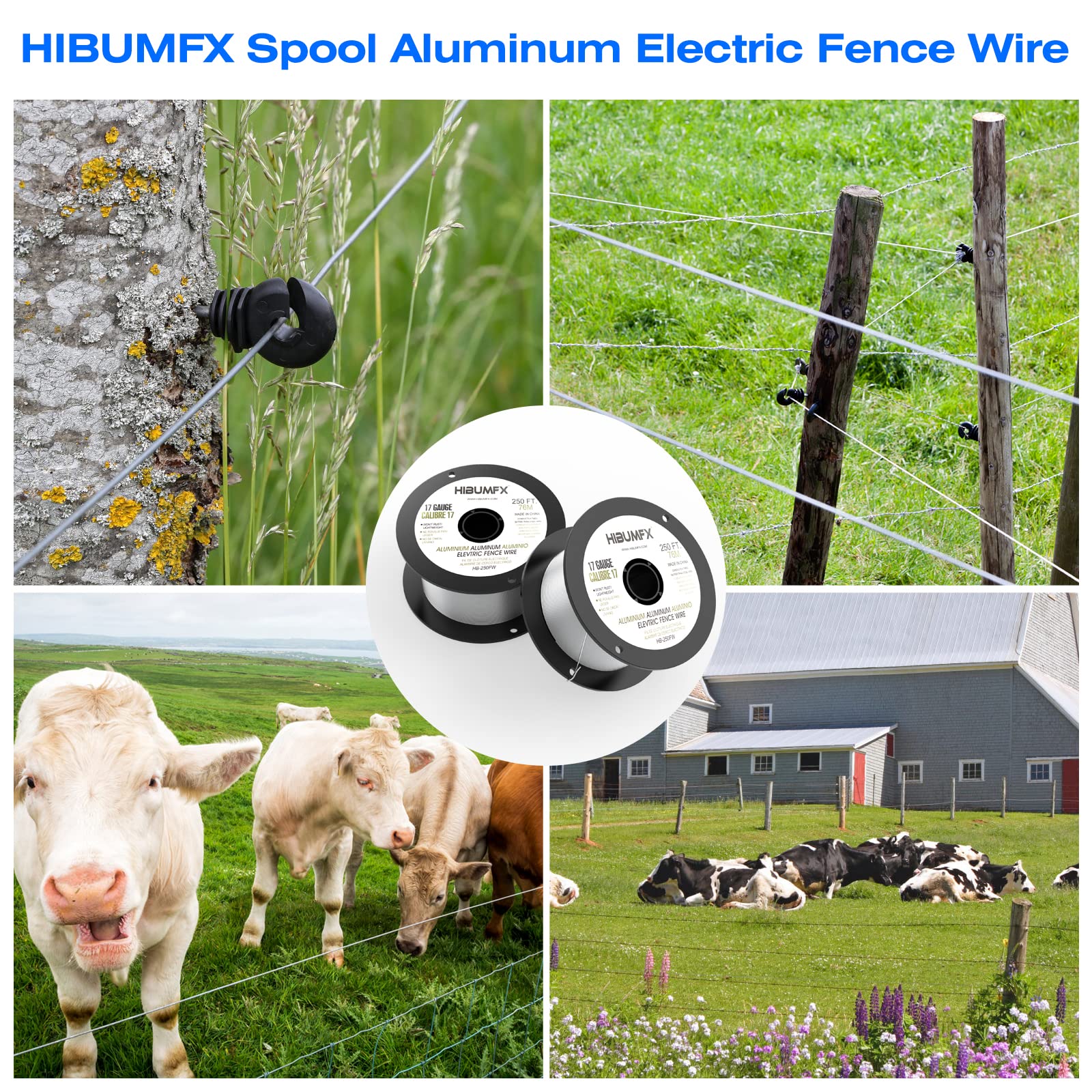HIBUMFX compact spool of aluminum fence wire ready for installation.