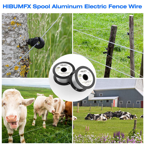 HIBUMFX compact spool of aluminum fence wire ready for installation.