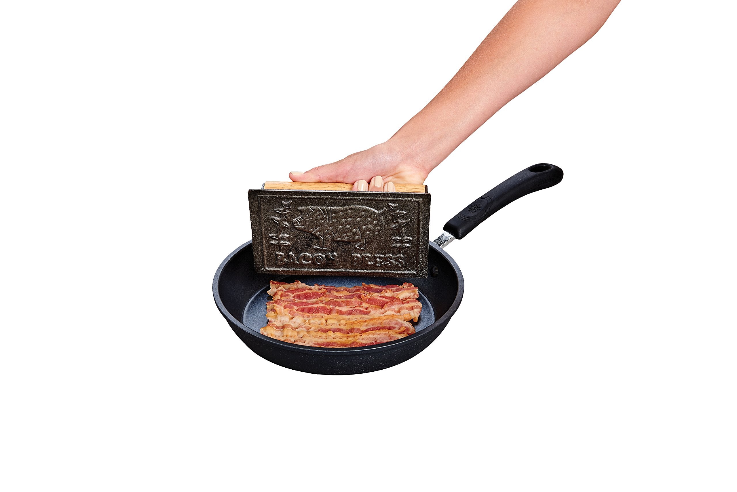 HIC Kitchen cast-iron body press adds durability and heat for consistent results.