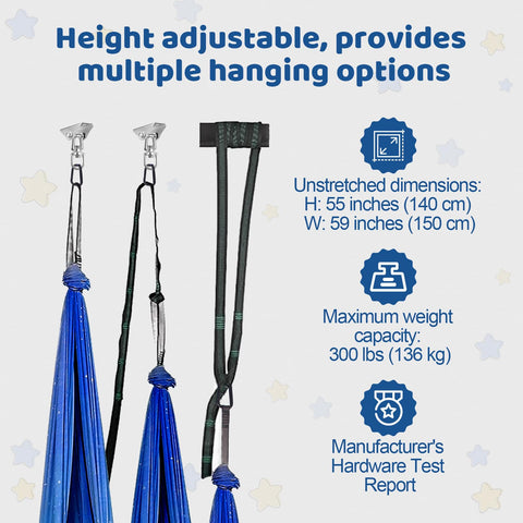 HiCamer 300lbs-capacity graphic demonstrating sturdiness for kids and adults