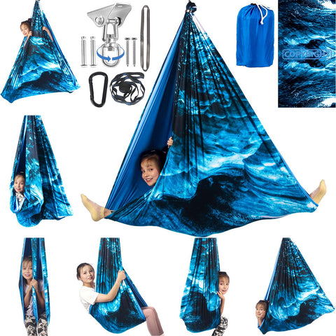 HiCamer double layer sensory swing fabric showing soft, durable material for indoor use.