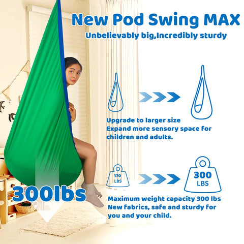 HiCamer pod hammock chair green with inflatable cushion for comfortable seating