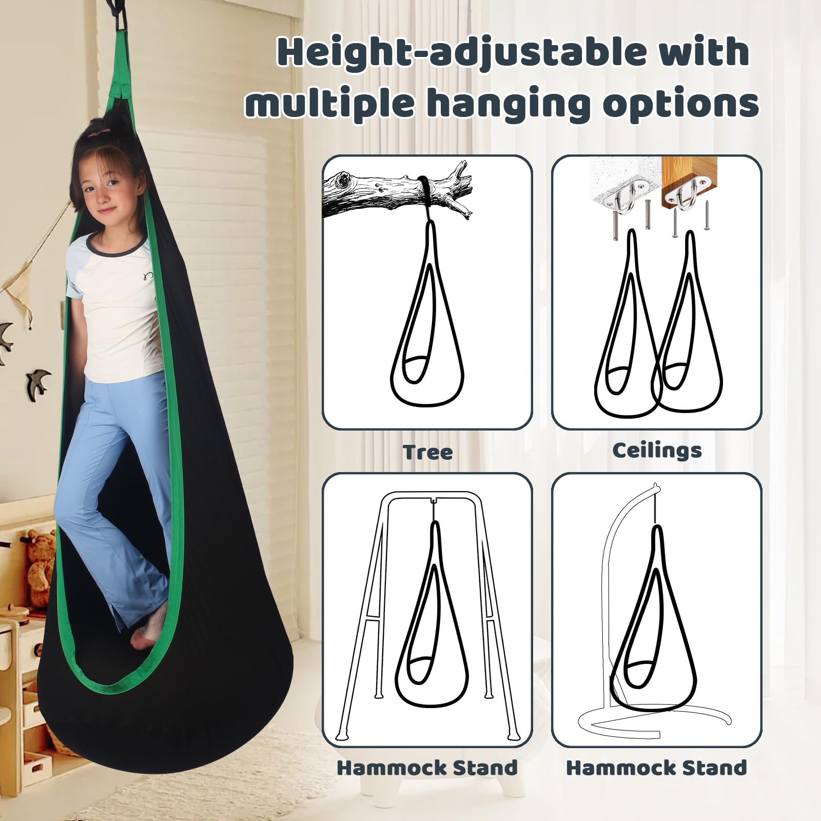 HiCamer swing supports up to 300 pounds for sturdy play