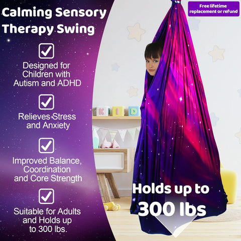 HiCamer sensory swing with 360° swivel hanger enables versatile motion options for play