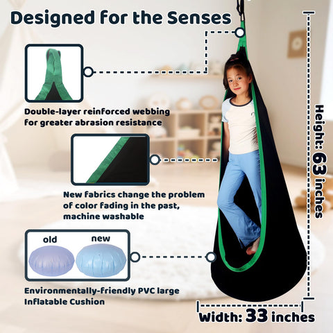 HiCamer pod swing at 63-inch height for roomy comfort