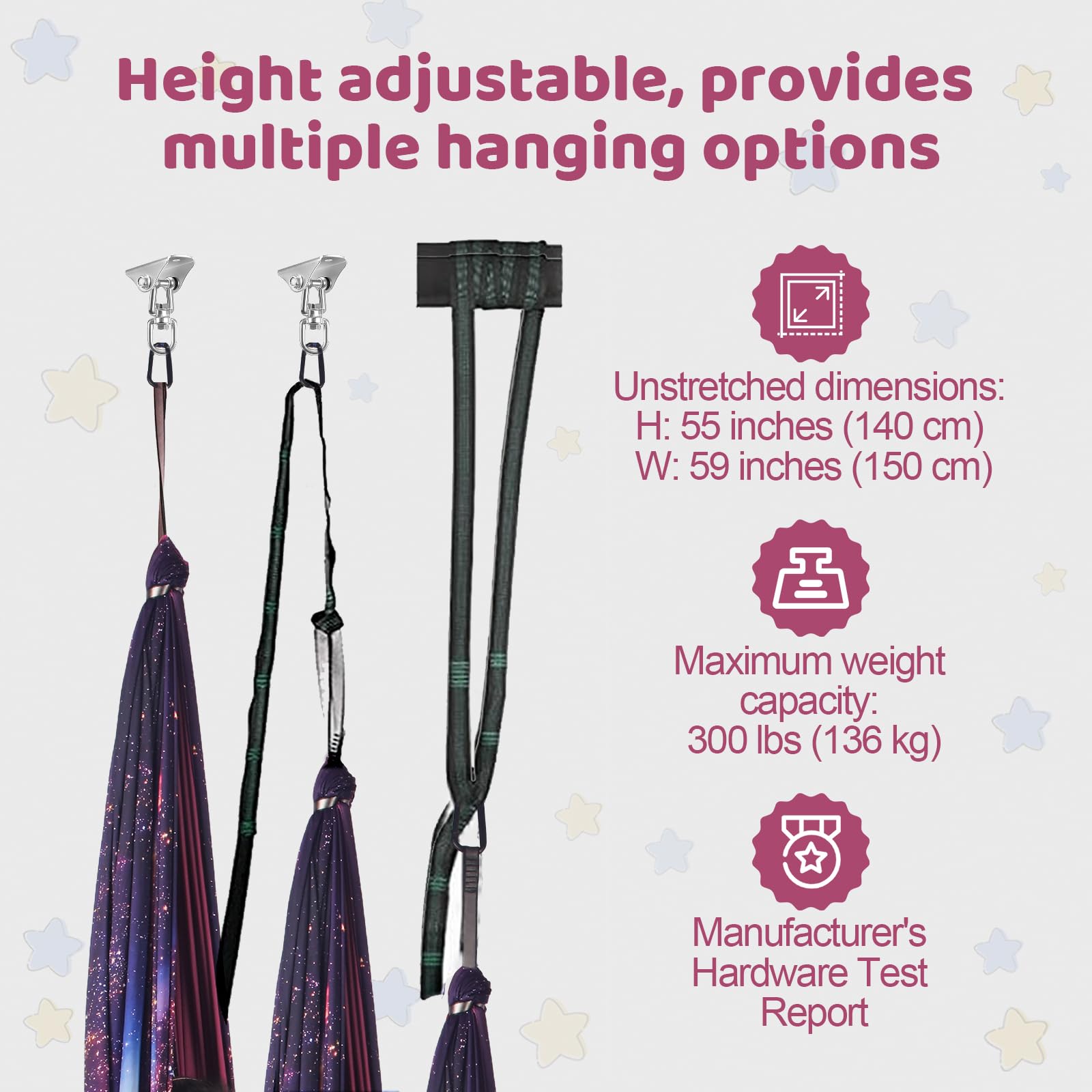 HiCamer sensory swing with hardware and easy installation guidance