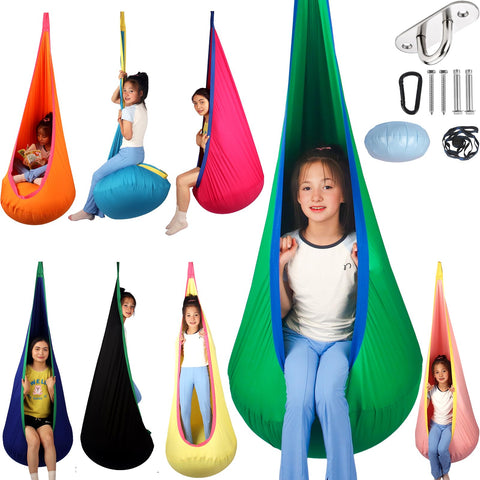 HiCamer sensory swing green for indoor outdoor use supports body awareness and focus