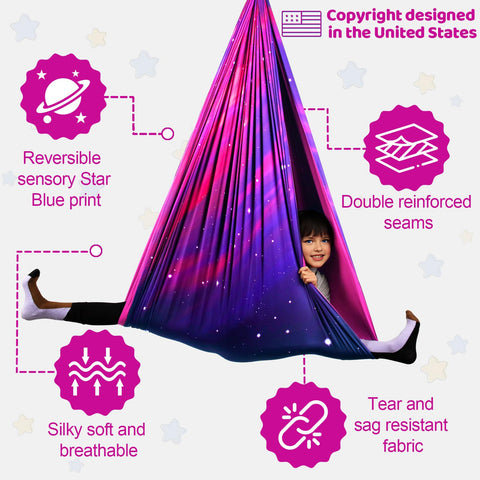 HiCamer indoor-outdoor sensory swing suited for calming play sessions at home