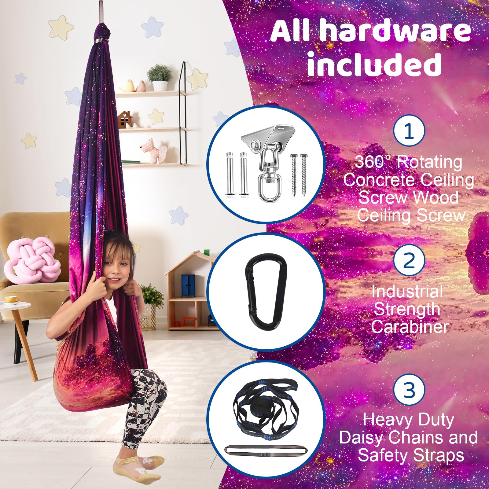 HiCamer sensory swing delivering hugging comfort for kids during play