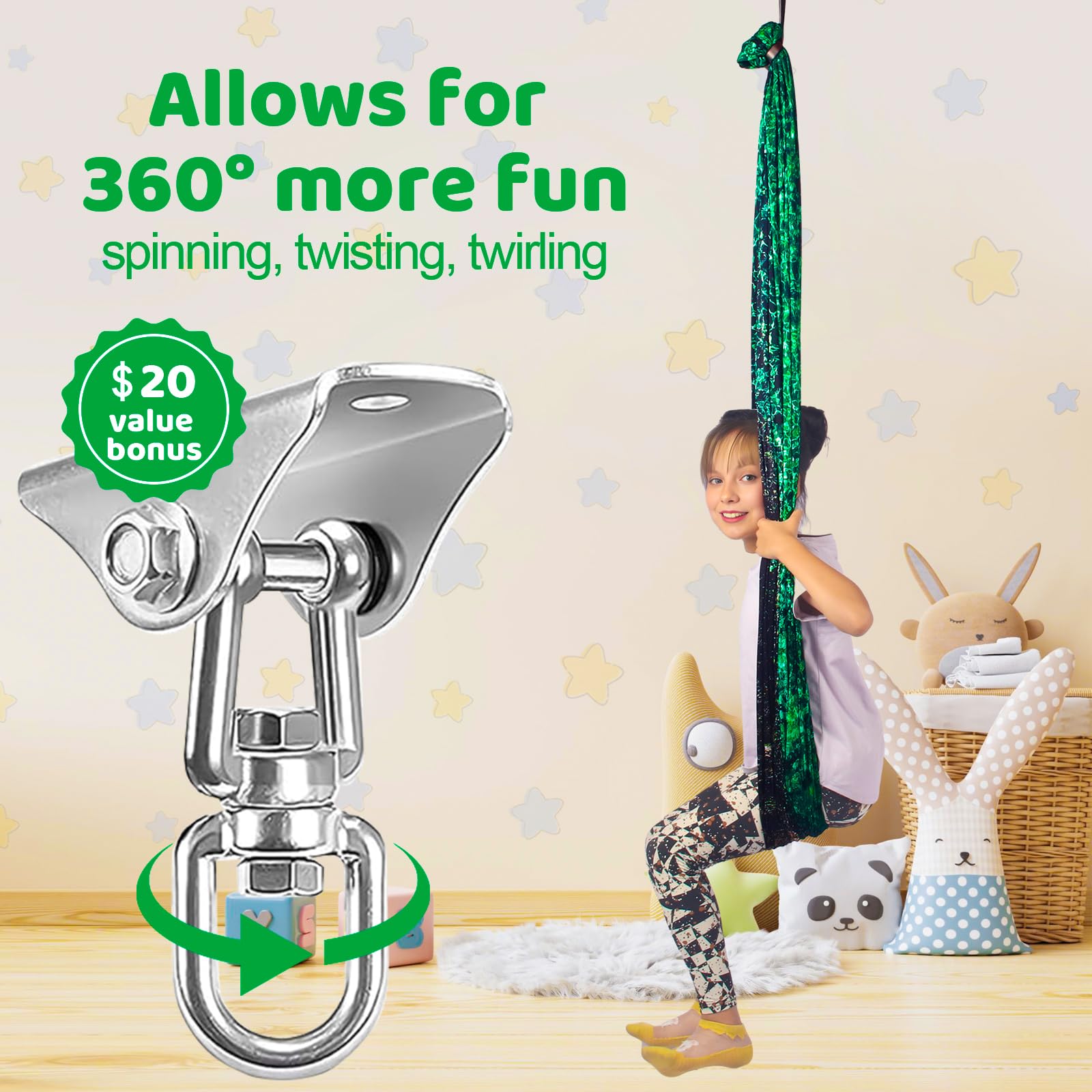 HiCamer Sensory Swing weight capacity 300lbs supports varied body sizes