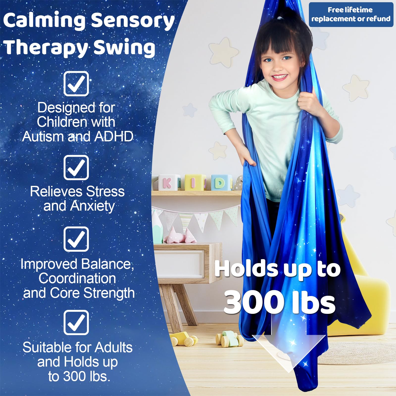 HiCamer sensory-wing close-up showing soft fabric for cozy hugs