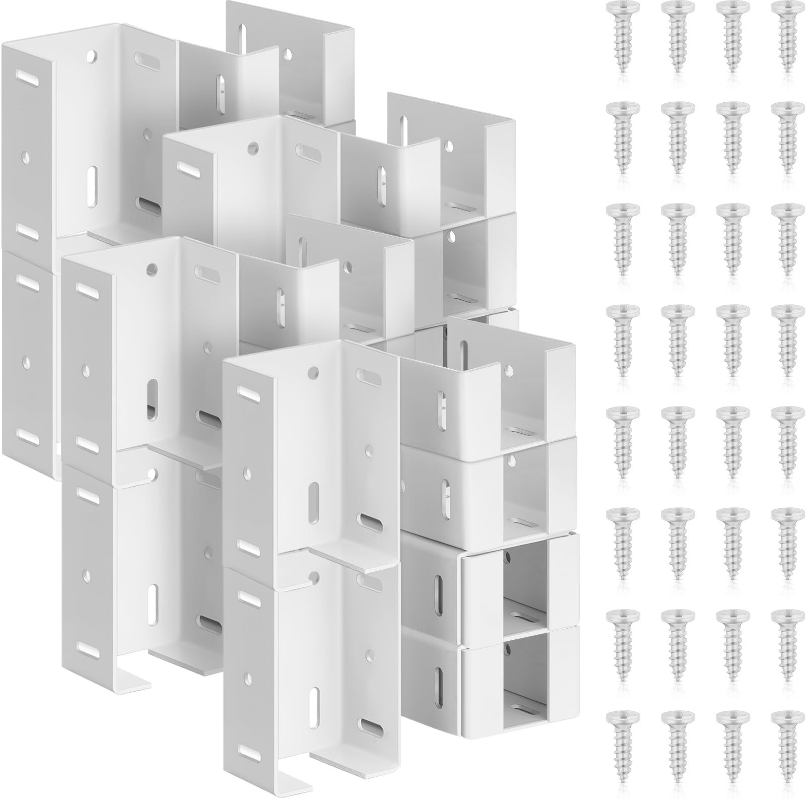 Hicarer 16-pack fence brackets, front view, for secure vinyl panel connections.